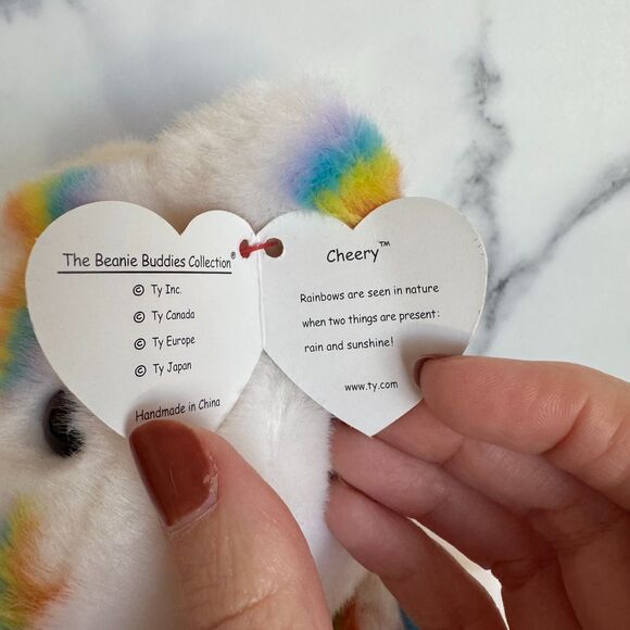 Ty Large Plush Beanie Buddies CHEERY the Sunshine Bear With Rainbows 2002 MWMT - Picture 4 of 13